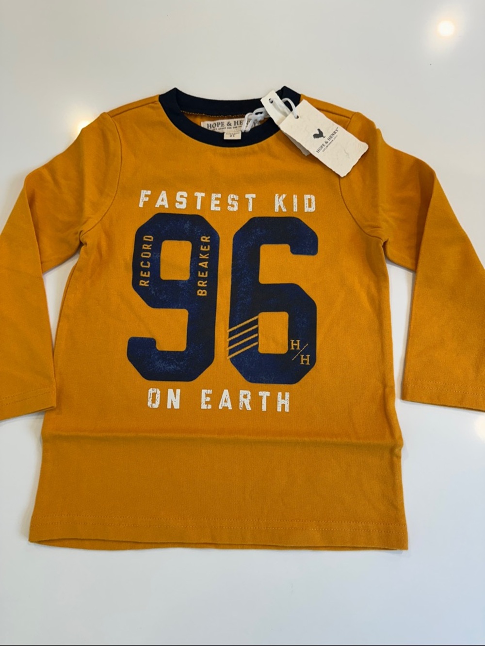 Hope & Henry Organic Cotton “Fastest Kid on Earth”‎ Graphic Long-Sleeve Tee